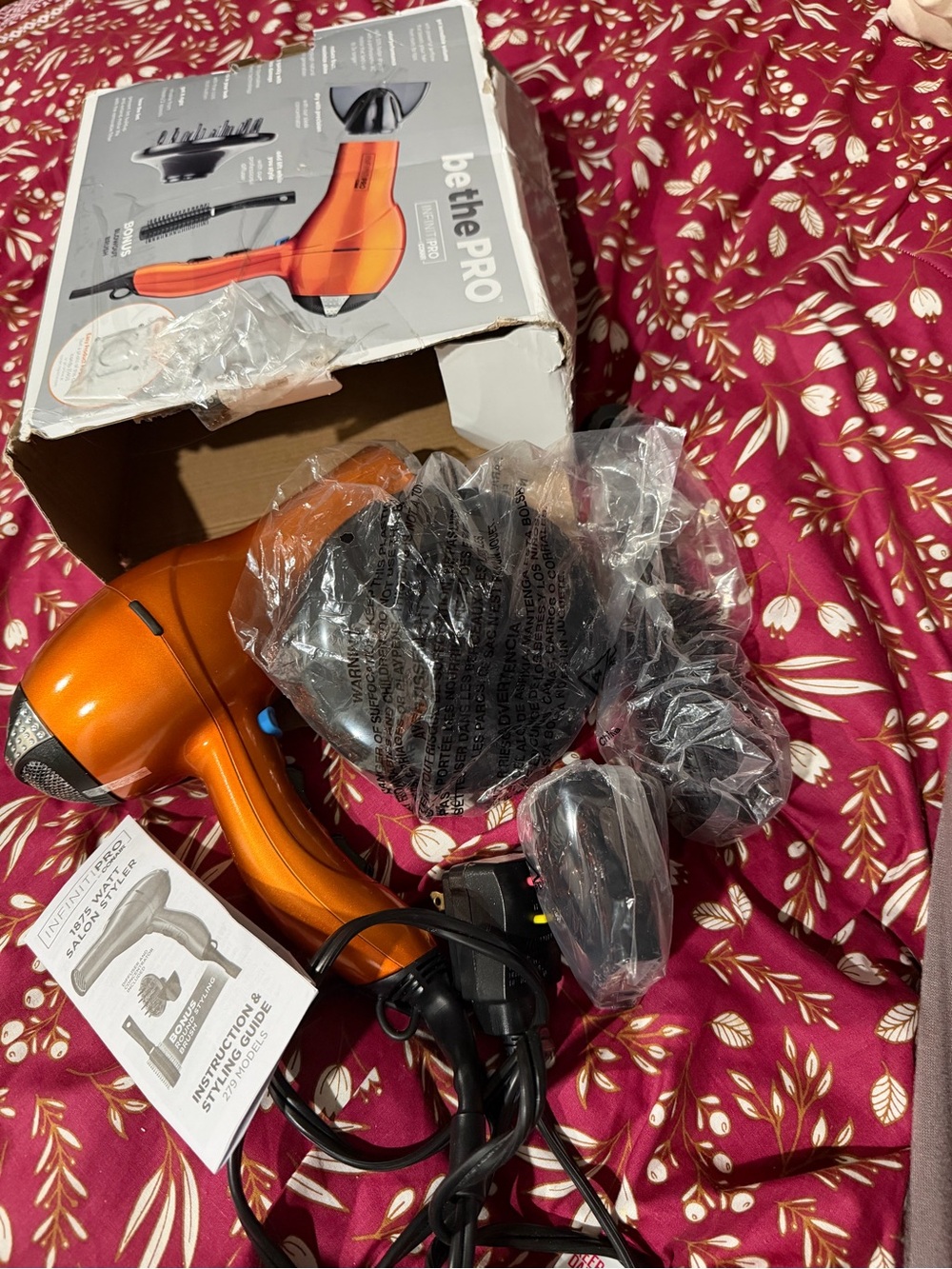 Orange Travel Hair Dryer with Diffuser